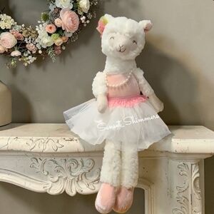 Bella Lux 17" Easter Lamb Plush Shelf Sitter Tutu Dress Pearl Necklace NEW